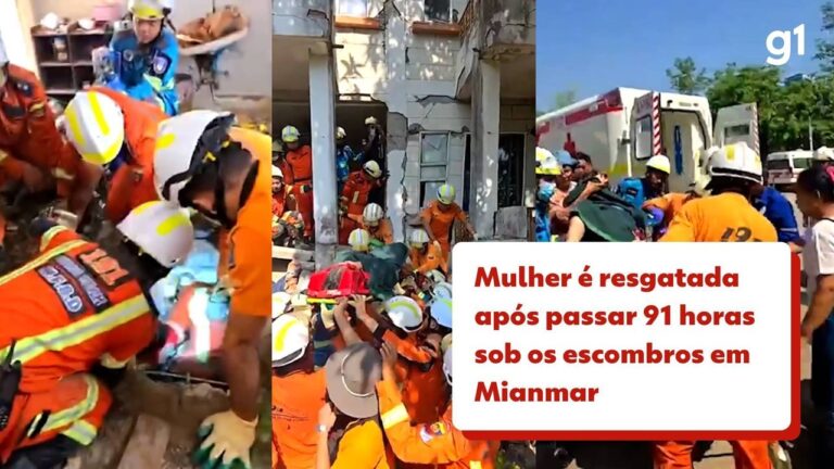 Mulher é resgatada após 91 horas sob os escombros em Mianmar