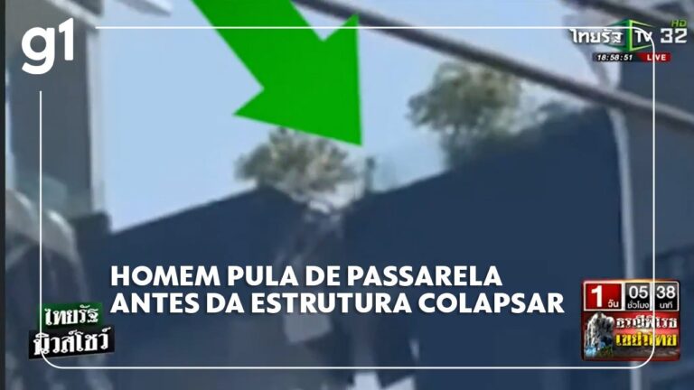 VÍDEO: Homem atravessa passarela entre arranha-céus na Tailândia instantes antes de estrutura se partir por terremoto