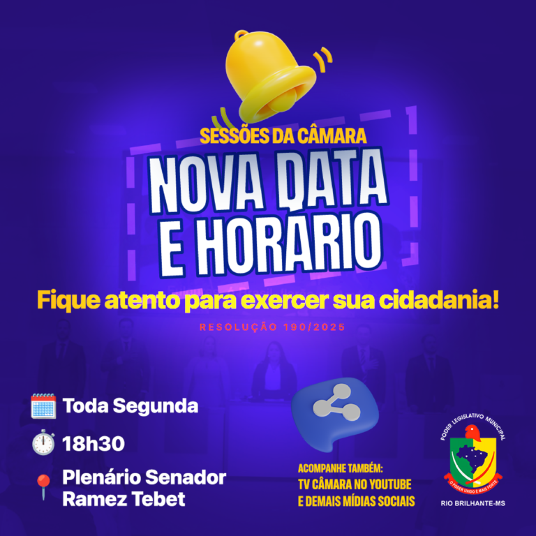 Câmara de Rio Brilhante altera horário das sessões ordinárias para atender à população | Câmara Municipal de Rio Brilhante Câmara Municipal de Rio Brilhante